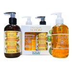 CAJA REGALO  JABON DE CALENDULA Y MANZANILLA /JABON LIQUIDO PARA MANOS