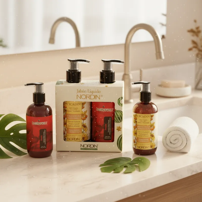 Regalo Navideño Nordin Crema Suavizante para manos y cuerpo con  Aloe Vera aroma a "Éxtasis"+ Jabón Líquido Calendula y Manzanilla - Imagen 2